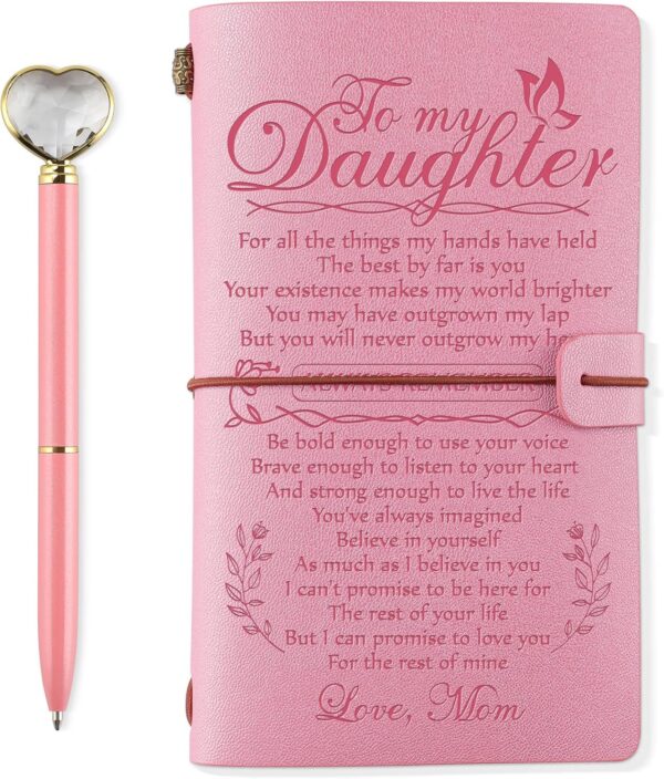 To My Daughter Pink Leather Journal