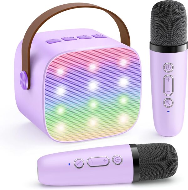 Mini Karaoke Machine with 2 Wireless Microphones